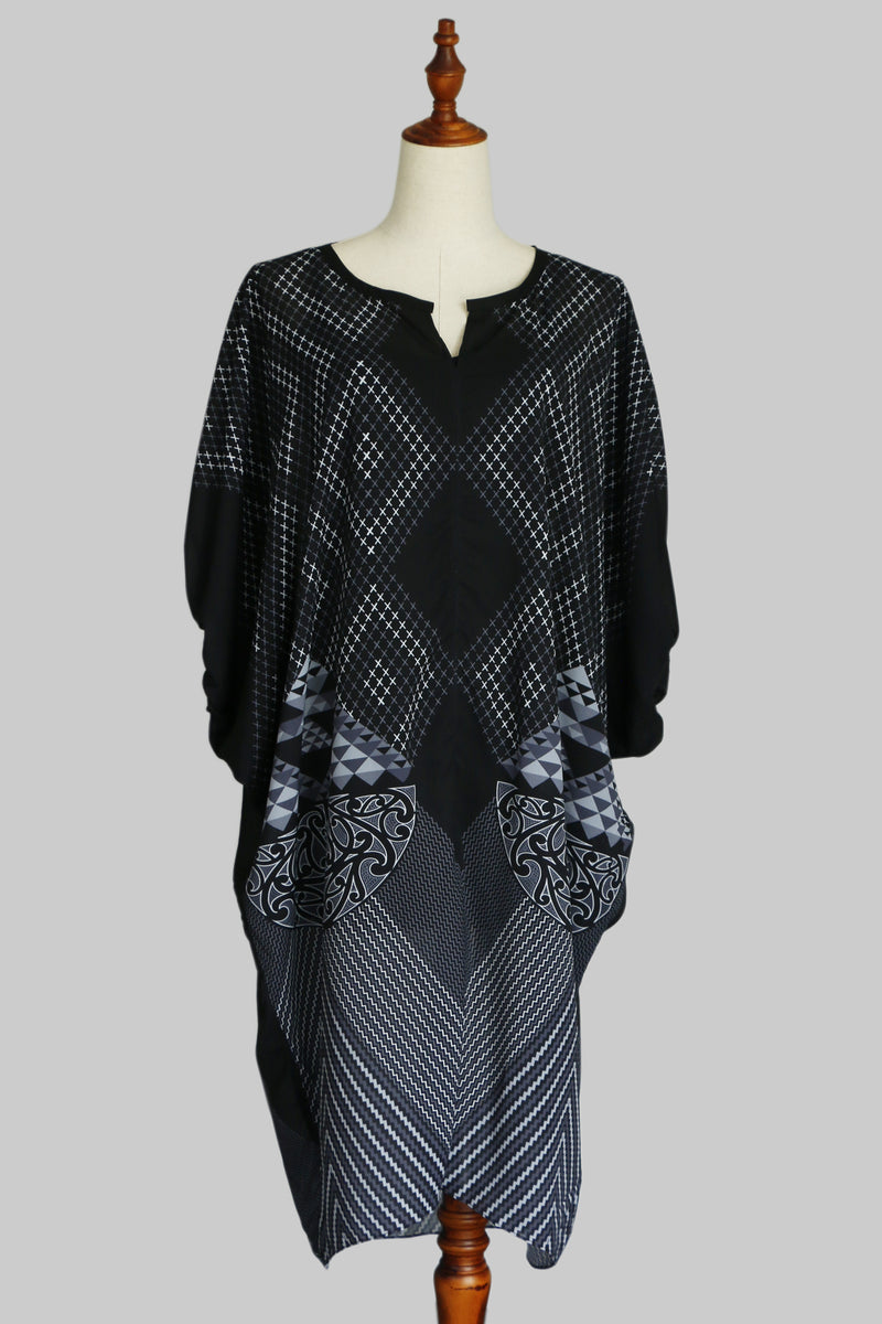 LONG KAFTAN DRESS - TRANSCENDING - BLACK