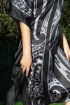 PĪTAU-A-MANAIA KAFTAN DRESS - BLACK/SILVER