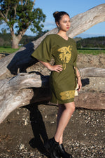 TŪĪ KIMONO DRESS - COTTON / LINEN - OLIVE