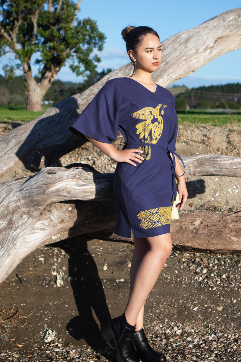 TŪĪ KIMONO DRESS - BLUE