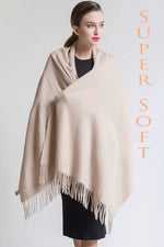 ESSENTIALS SHAWL - SOFT BEIGE - 100% LAMBSWOOL