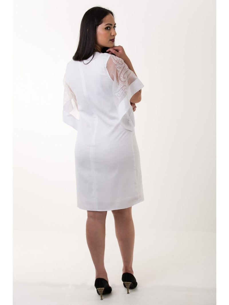 FLARED SLEEVE DRESS - WHITE