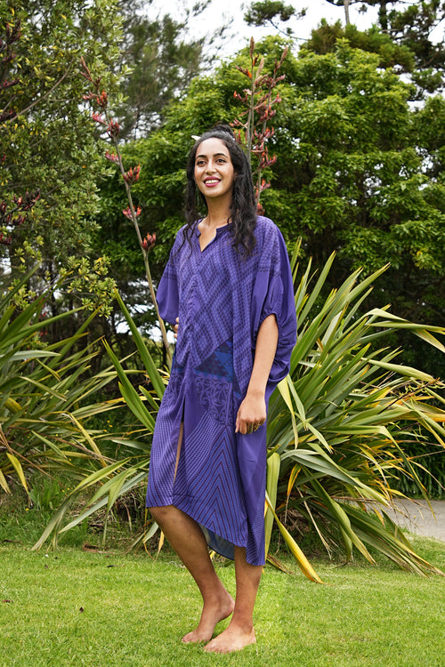 dress maori design clothing Purple Mori Design with Inlayed Paua Shell // New Zealand A-Line Dress